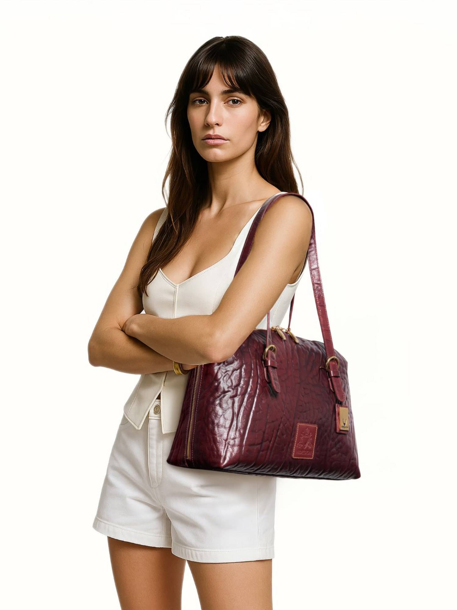 Hidesign Pont Neuf 01 Genuine Leather Women's Maroon Shoulder Bag (M)