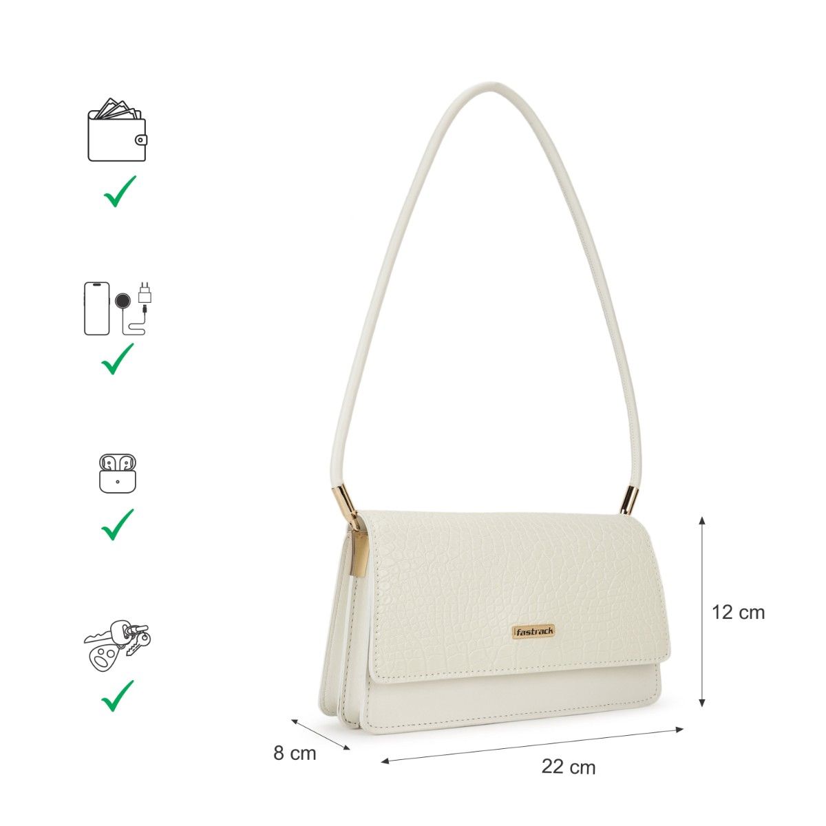 Buy Fastrack Textured White Shoulder Bag for Women Online