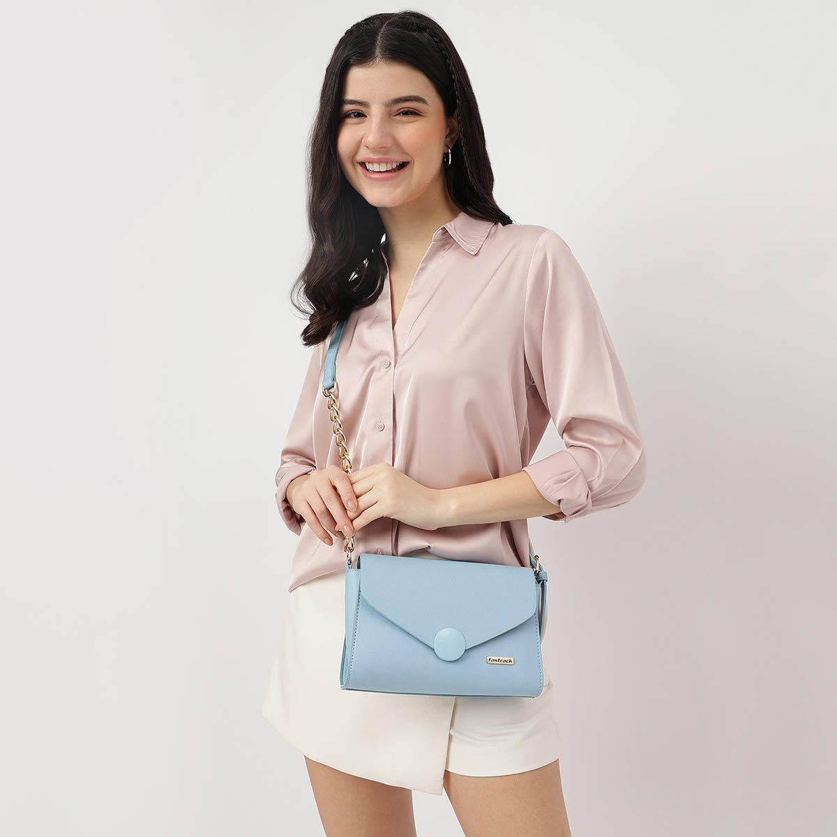 Structured Sling Bag For Women With Semi-Chain Strap