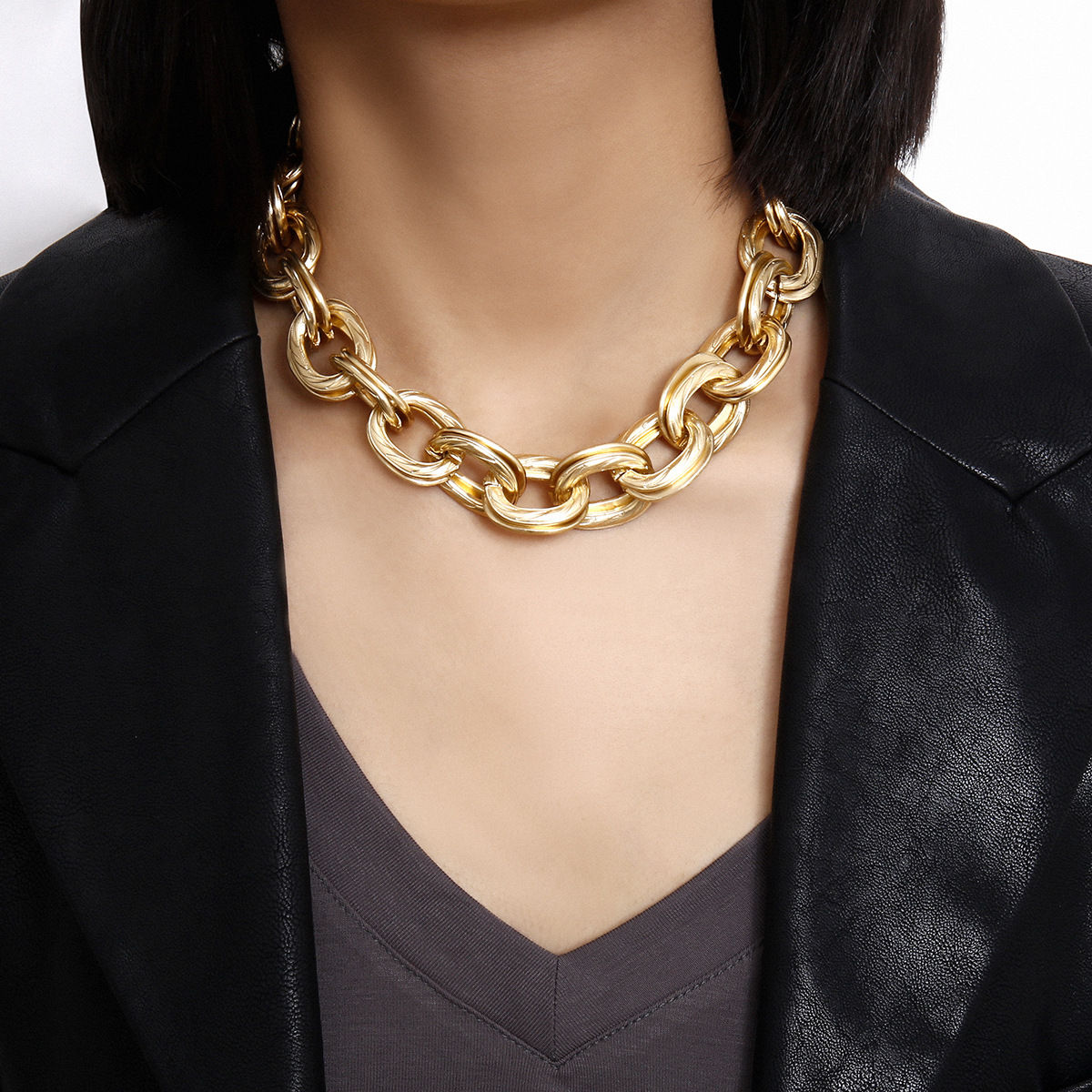 Liz Gold Thick Chain Necklace – Bonheur.