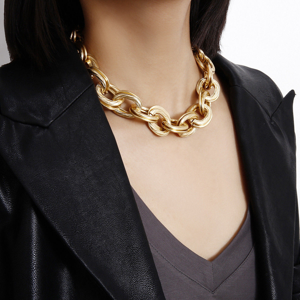 Thick Herringbone Chain Necklace - Gold | MASHALLAH