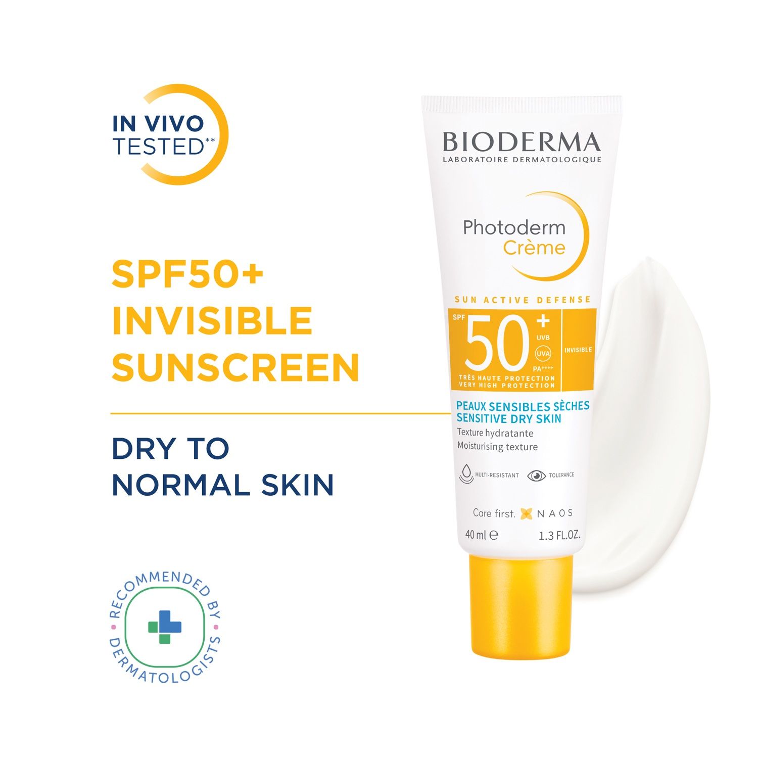Bioderma Photoderm Crème SPF 50+ PA++++ Hydrating Sunscreen for Normal to Dry Skin | In Vivo Tested