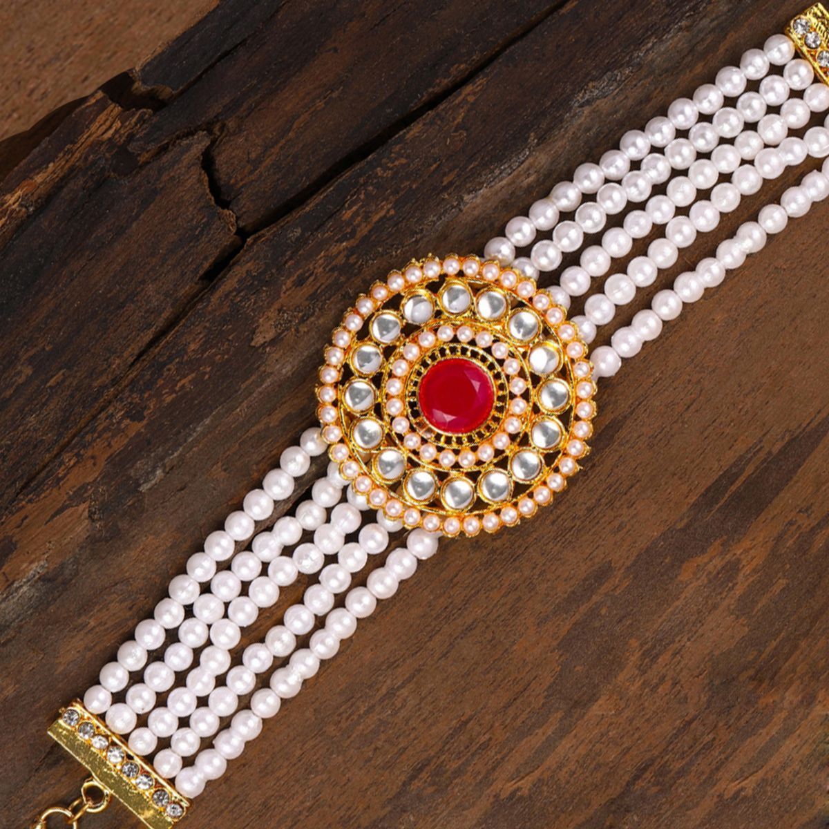 Zaveri Pearls Gold Tone Multistrand 