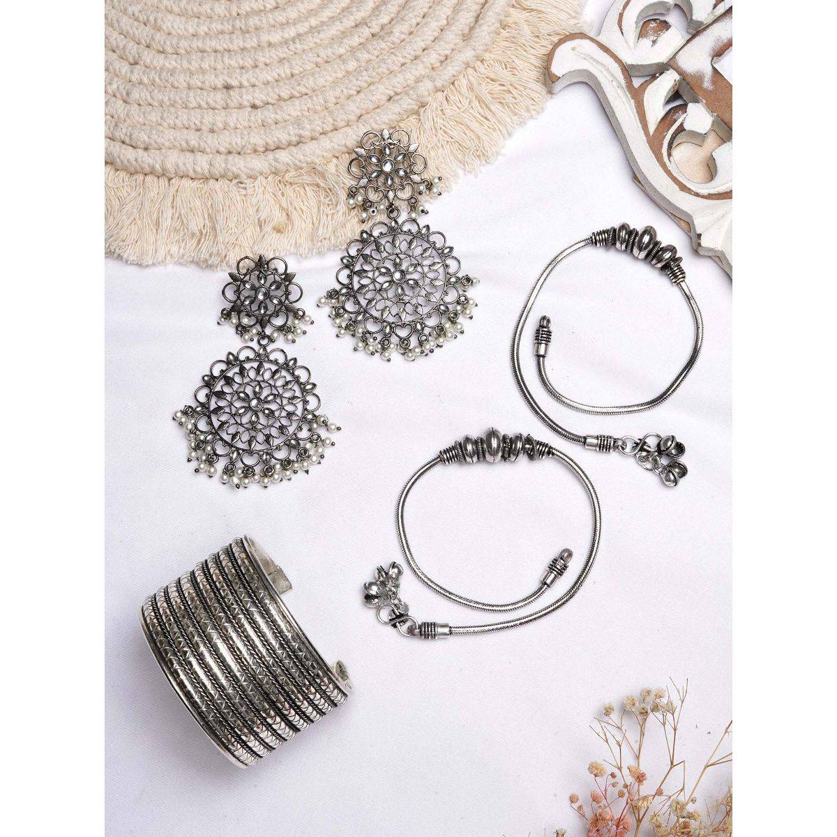 Teejh Sagari Silver Oxidised Jewelry Gift Set