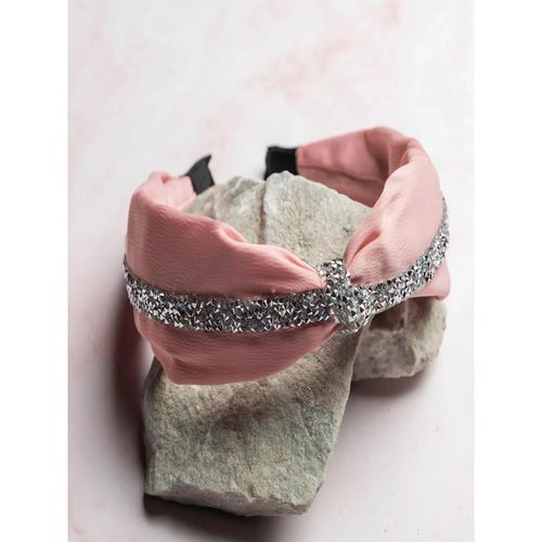 Buy Jewelz Peach Colour with Silver Glitter Hair Band Women Online