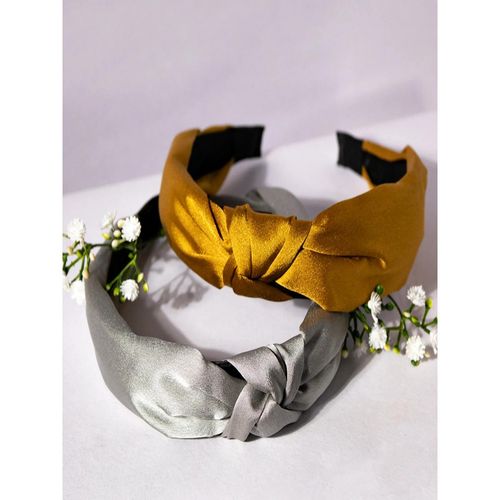Buy Jewelz Plain Silk Knot Hair Bands Women (Combo Of 2) Online - Main Image