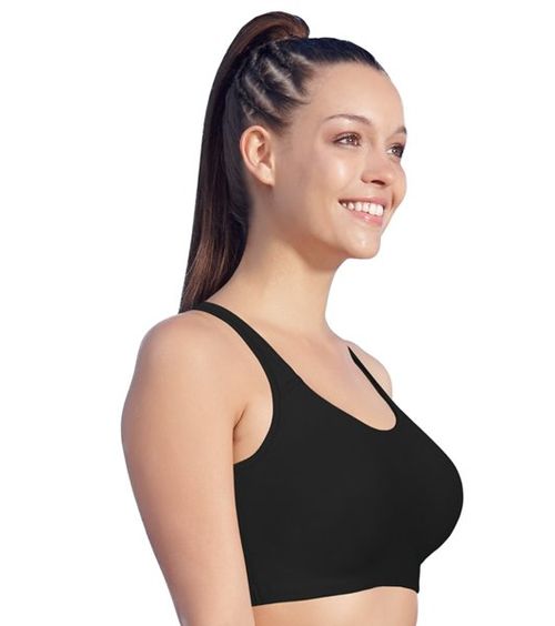Enamor SB06: Low Impact, Wire-free, Non-Padded Cotton Sports Bra in Chic  Black