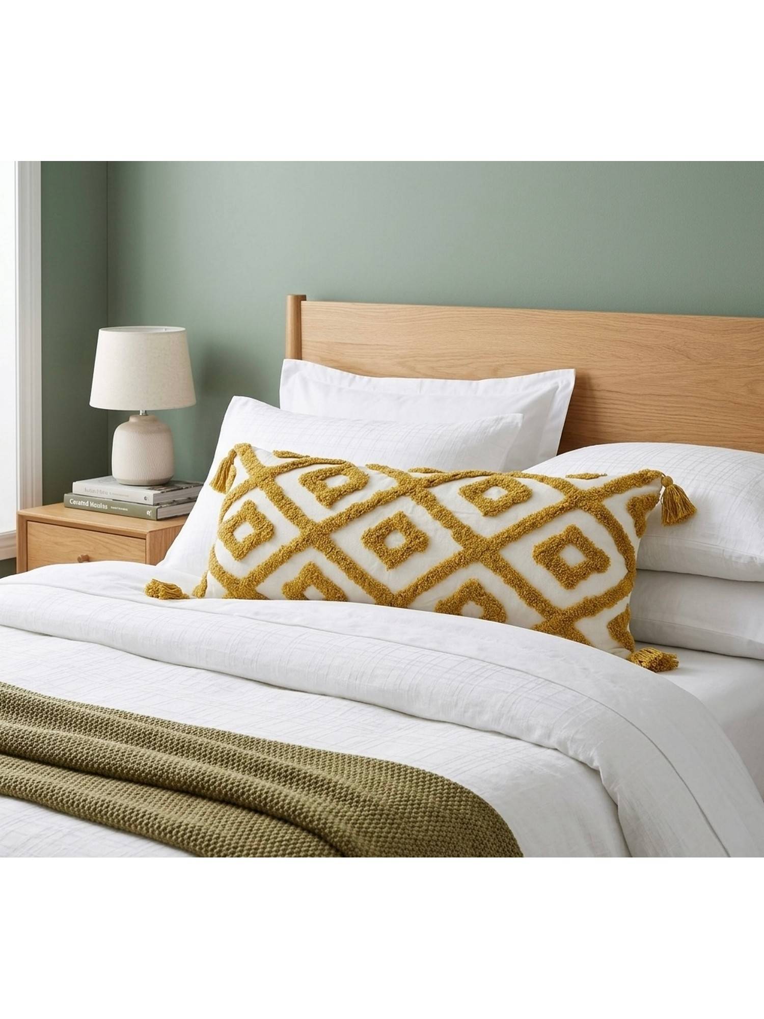 HOSTA HOMES Pure cotton hand crafted Long Lumber Cushion Cover with filler (14 x 36 Inches)