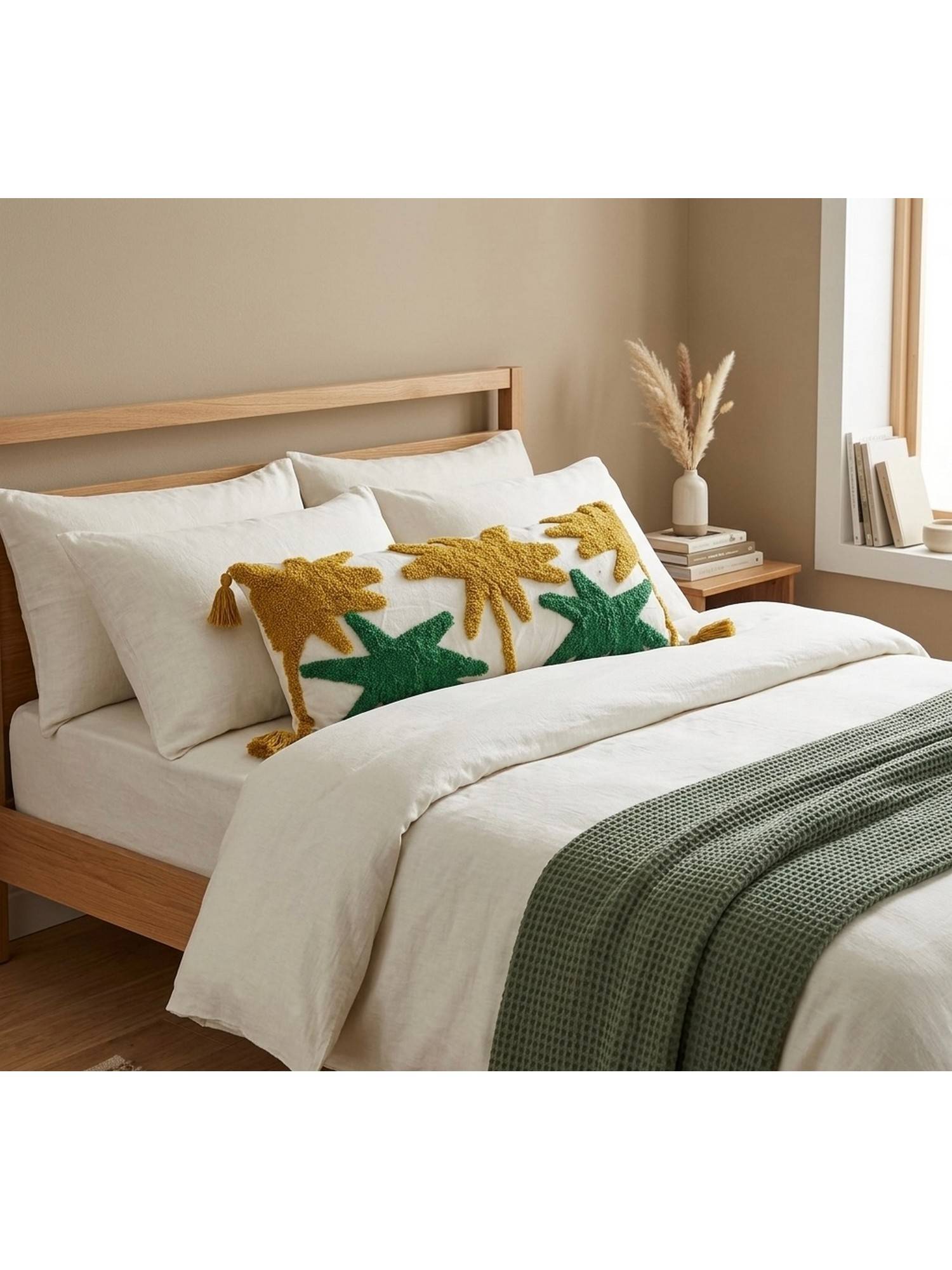 HOSTA HOMES Pure cotton hand crafted Long Lumber Cushion Cover with filler (14 x 36 Inches)