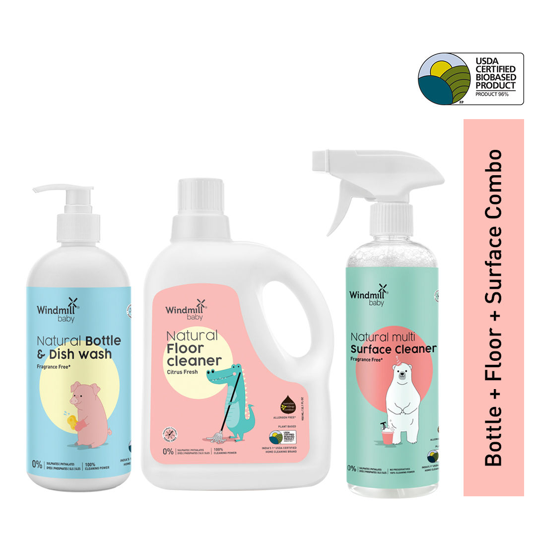 Windmill baby - Natural Bottle & Dish Wash + Natural Floor Cleaner + Natural Multi Surface Cleaner