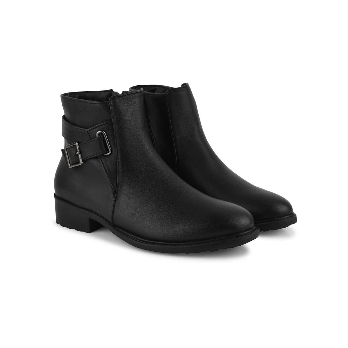 Buy SHUZ TOUCH Black Solid Ankle Length Boots Online