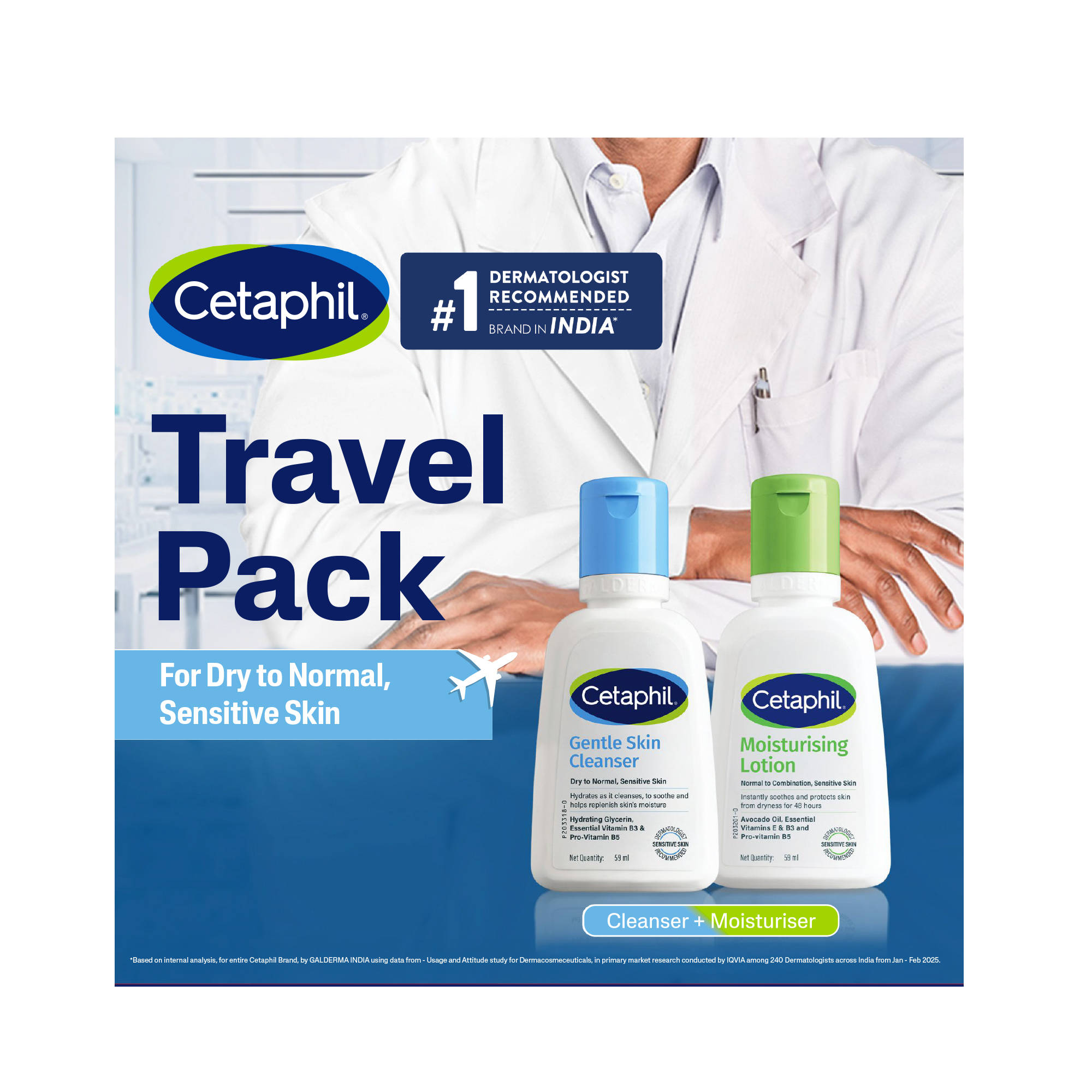 Cetaphil Normal To Dry Skin Travel Pack - Cleanser & Lotion (Pack Of Two)