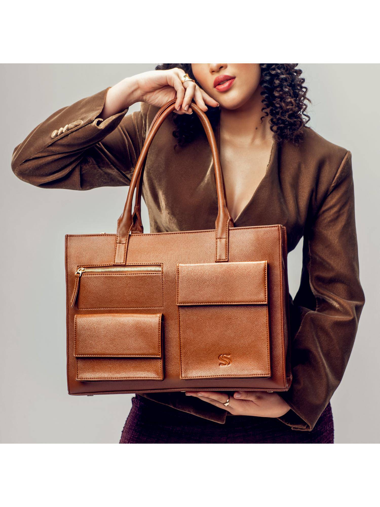 Strokes by Namrata Mehta Mocha Elegance Maison Elan Tote Bag with Detachable Strap (L)