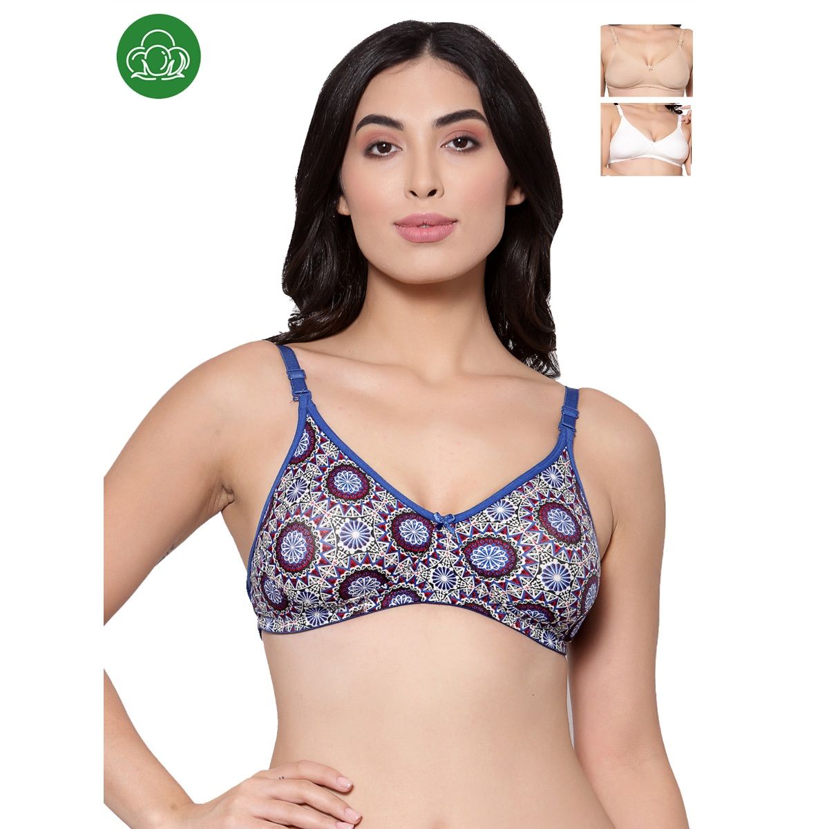 Inner Sense Organic Cotton Antimicrobial Backless Non Padded Seamless Bra Pack Of 3 Multicolor 