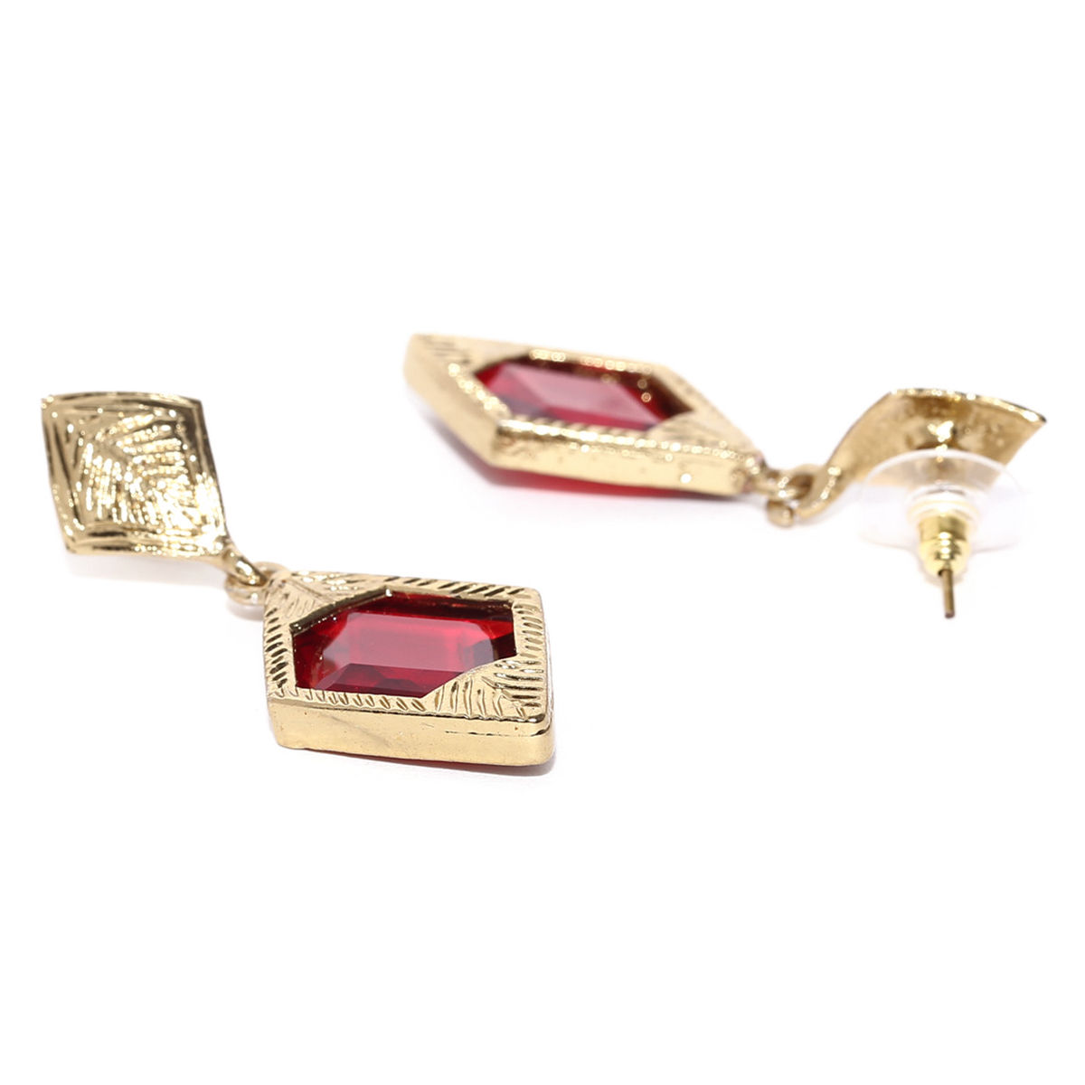 Fida Gold Tone Red Stone Drop Earrings: Buy Fida Gold Tone Red Stone ...