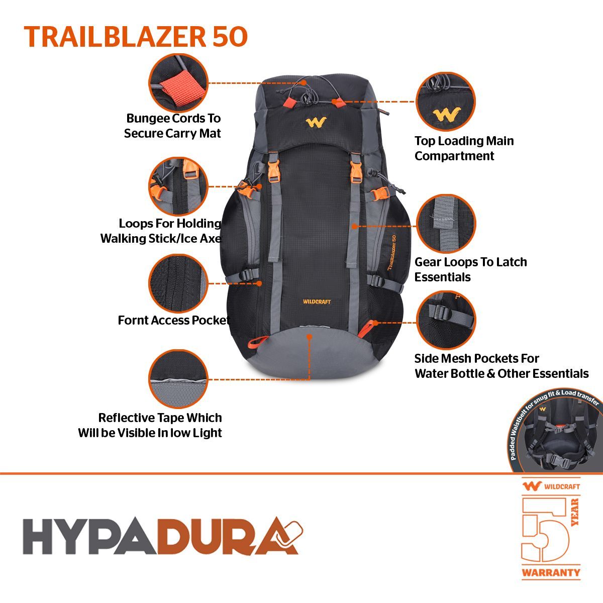 Buy Wildcraft Trailblazer 50 Travel Backpack Online