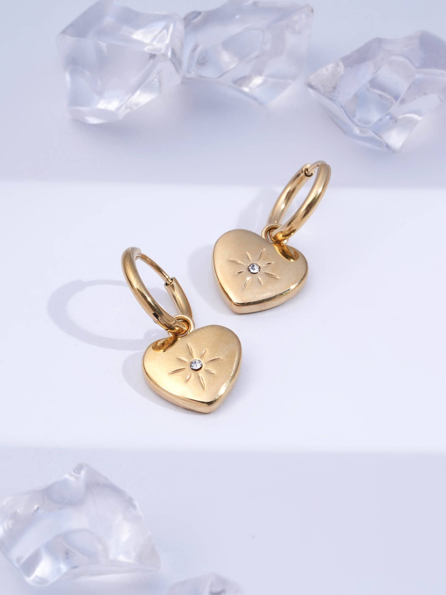 Palmonas Starlit Heart Embrace Hoops For Women - Waterproof And Anti-Tarnish