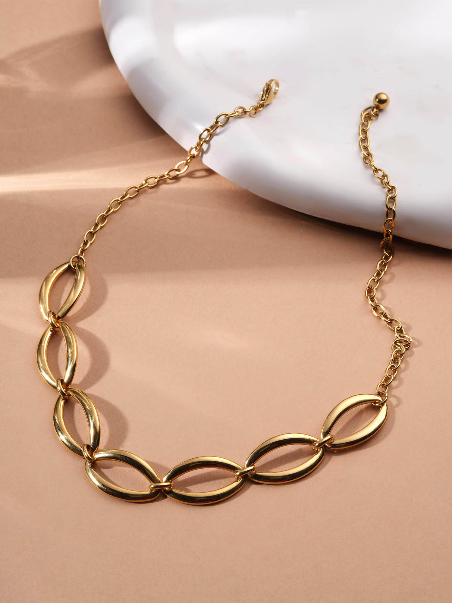 Palmonas Sculptural Oval Statement Necklace For Women - Waterproof And Anti-Tarnish