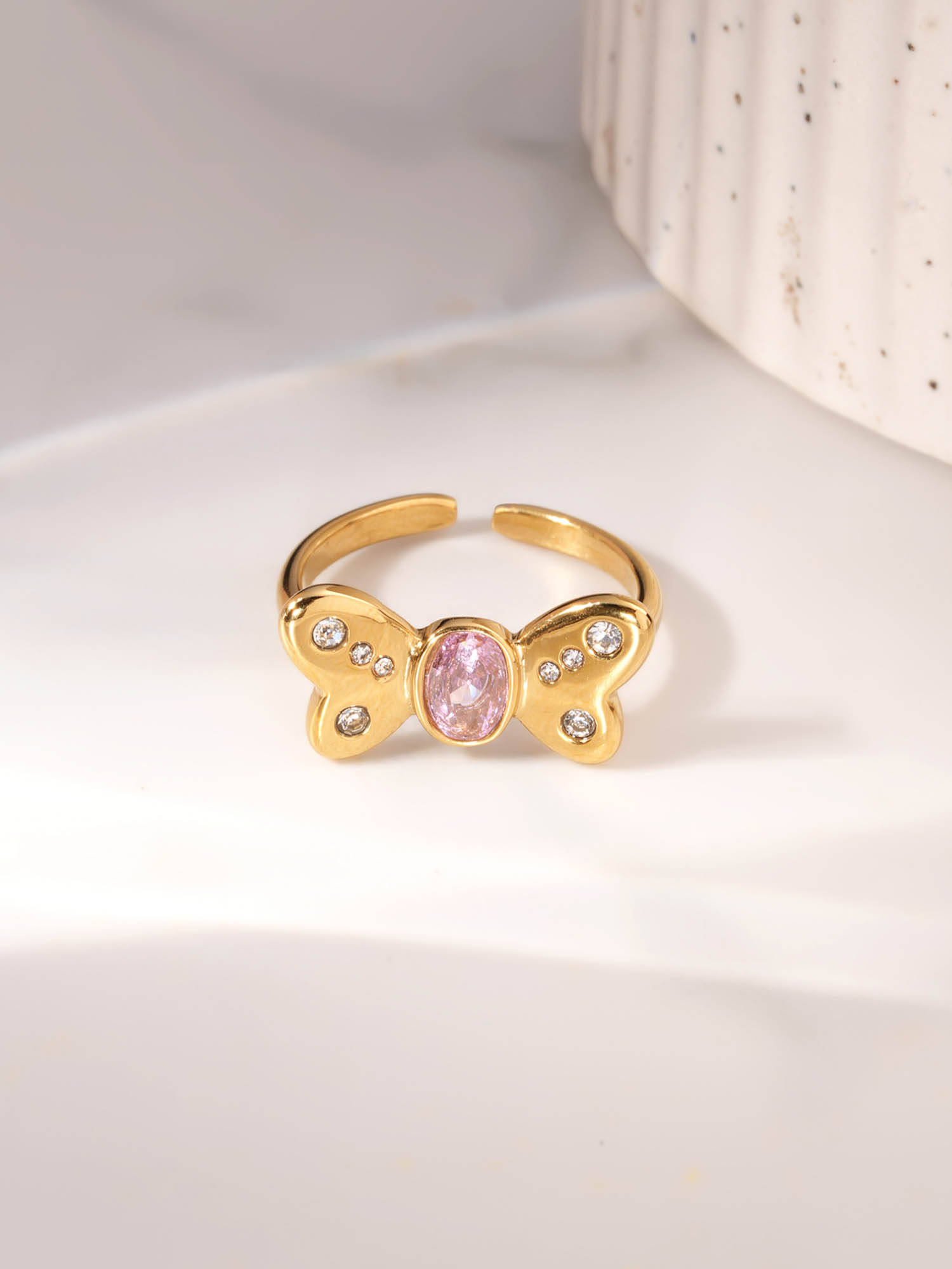 Palmonas Butterfly Glittering Charm Ring For Womens - Waterproof And Anti-Tarnish