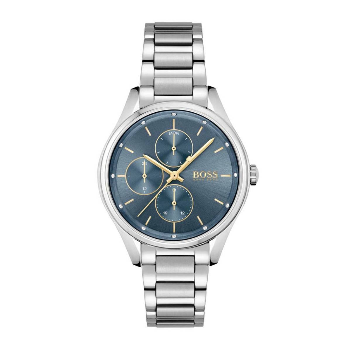 Buy Boss Grand Course Multifunction Blue Round Crystal Dial Womens ...