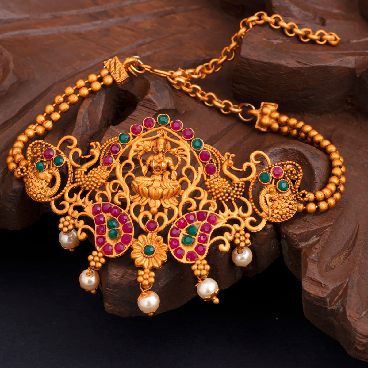 Sukkhi Ravishing Pearl Gold Plated Goddess Laxmi Bajuband for ...