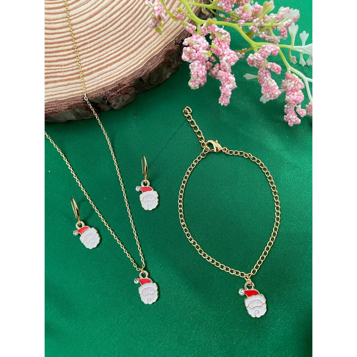 Digital Dress Room Santa Claus Face Big Charm Necklace Set
