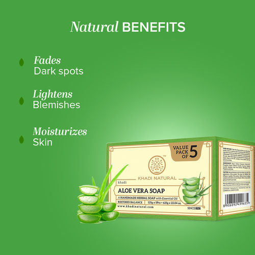 Buy Khadi Natural Aloe Vera Handmade Soap Cleanse, Tone & Nourish Skin Pack  of 5 Online