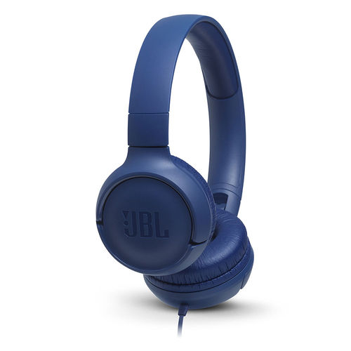 JBL Tune 500 Powerful Bass On-Ear Wired Headphones with Mic (Blu)