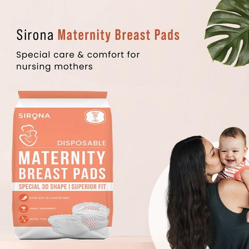 Sirona Disposable Maternity and Nursing Breast Pads for Women - Pack of 36  White