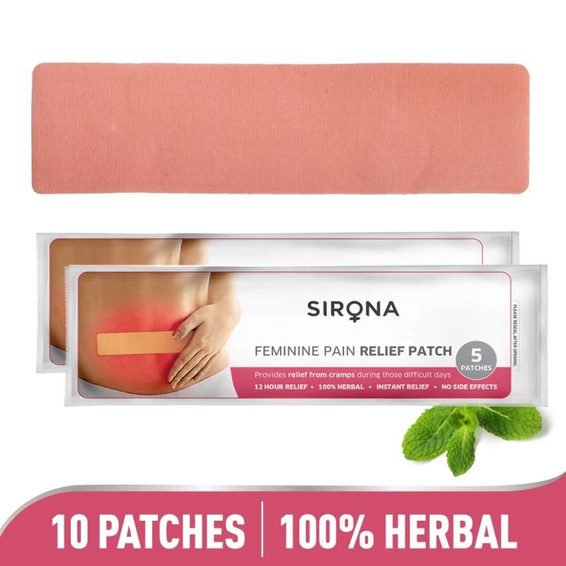 Sirona Herbal Period Pain Relief Patches, Instant Relief From Menstrual Cramps, No Chemical Actives