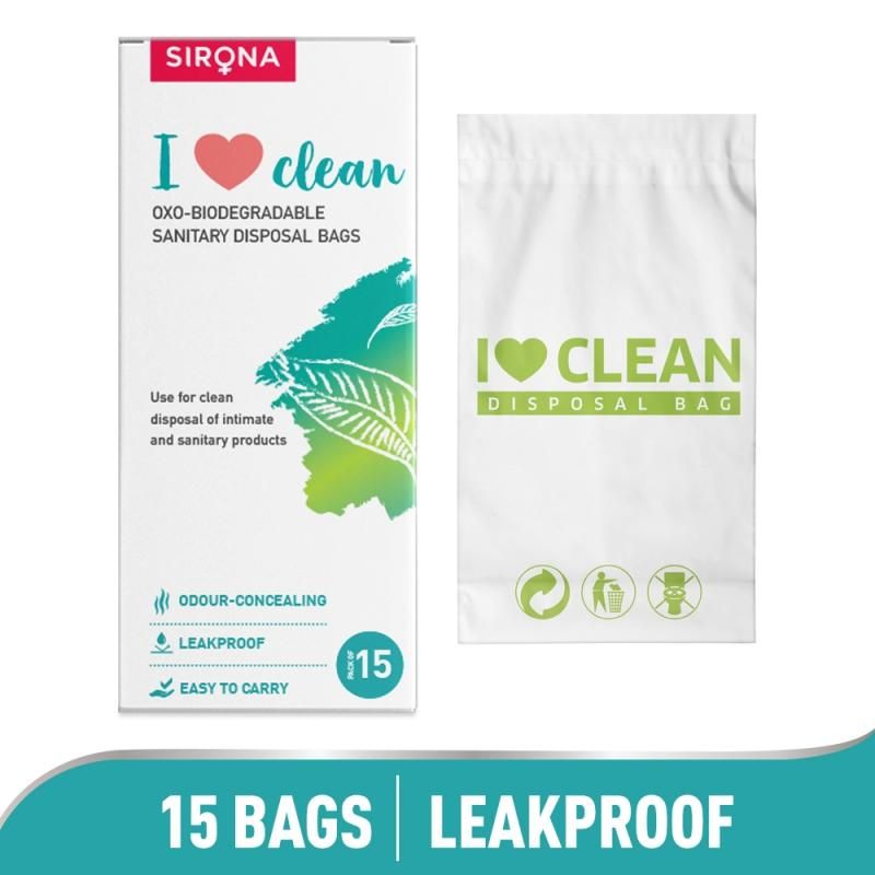 Sirona Sanitary Disposal Bags for Discreet Disposal of Intimate Products (15 Bags)