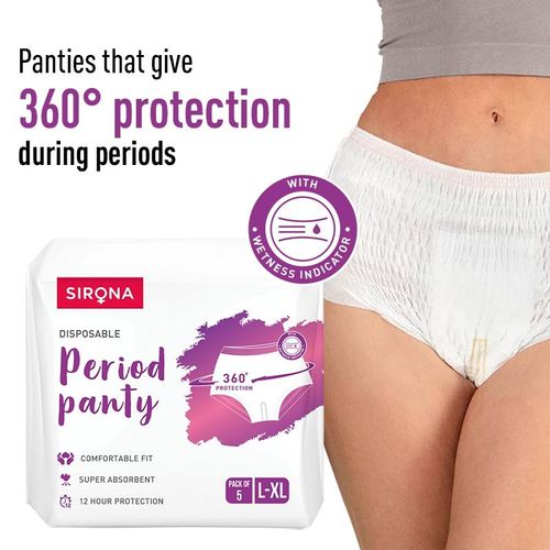 Buy Sirona Disposable Period Panties For Heavy Flow, 360° Leakage & Rash  Free Protection (L–Xl Size) Online