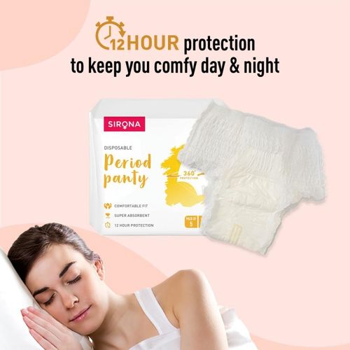 Buy SIRONA Disposable Period Panties for Sanitary Protection for Women, S  - M (Pack of 5), Day and Overnight Panties, For Regular Flow, Up to 12  Hours Protection