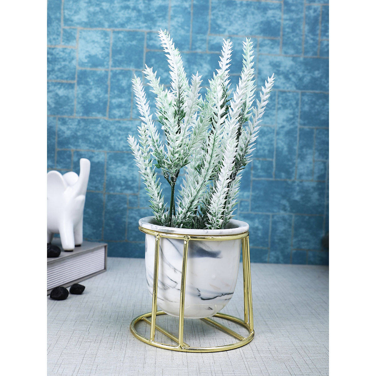 Tayhaa White Fern Artificial Plant with Pot