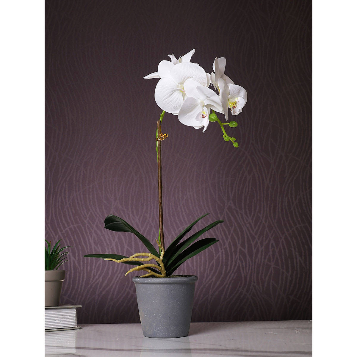 Tayhaa White Orchid Artificial Plant with Pot