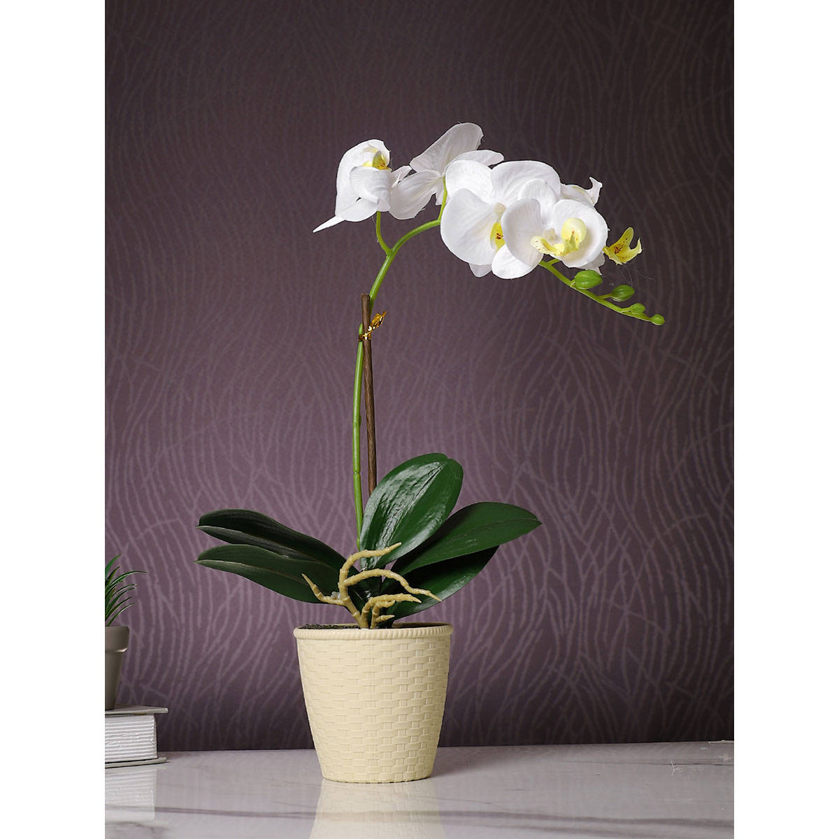 Tayhaa White Orchid Artificial Plant with Pot