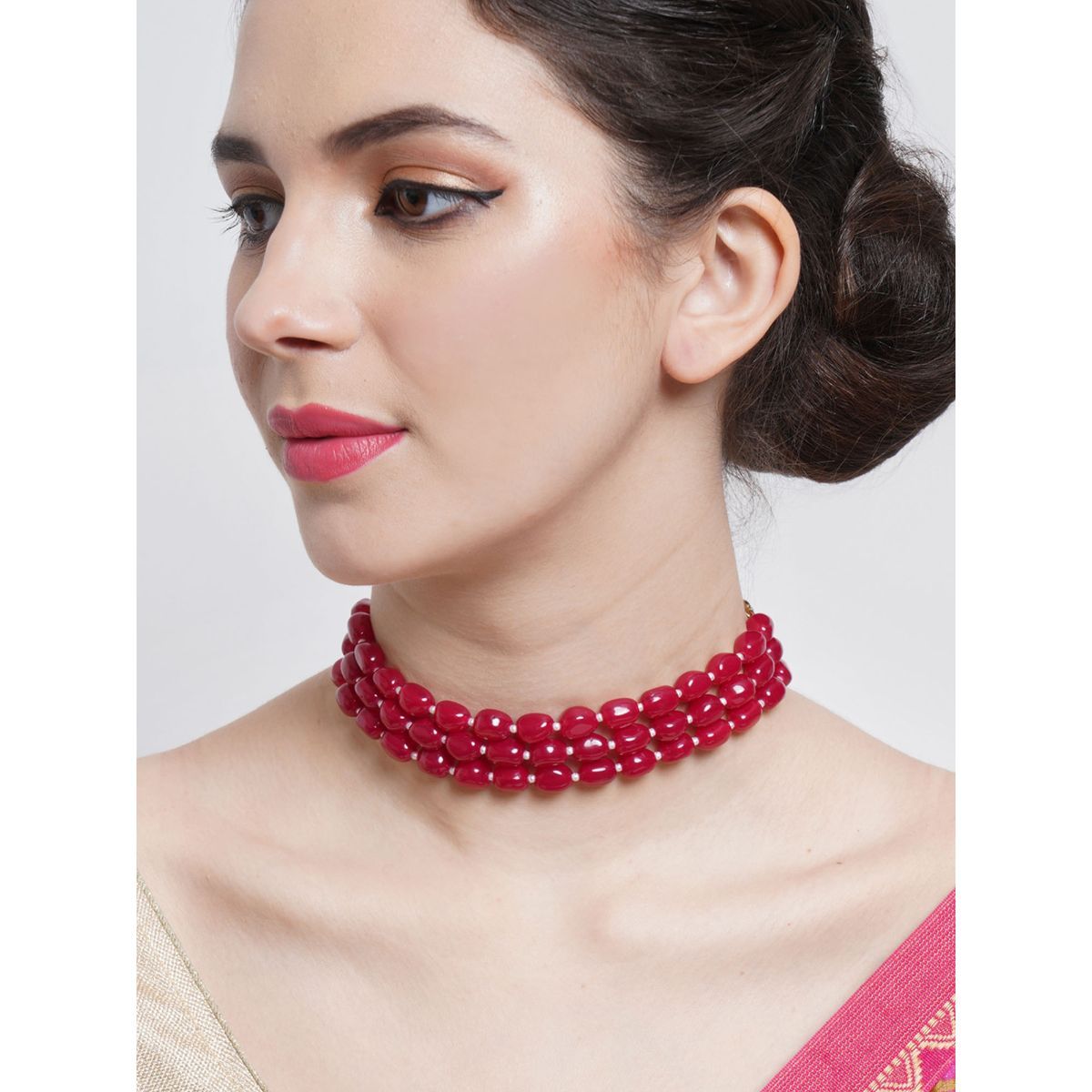 choker necklace with red stones