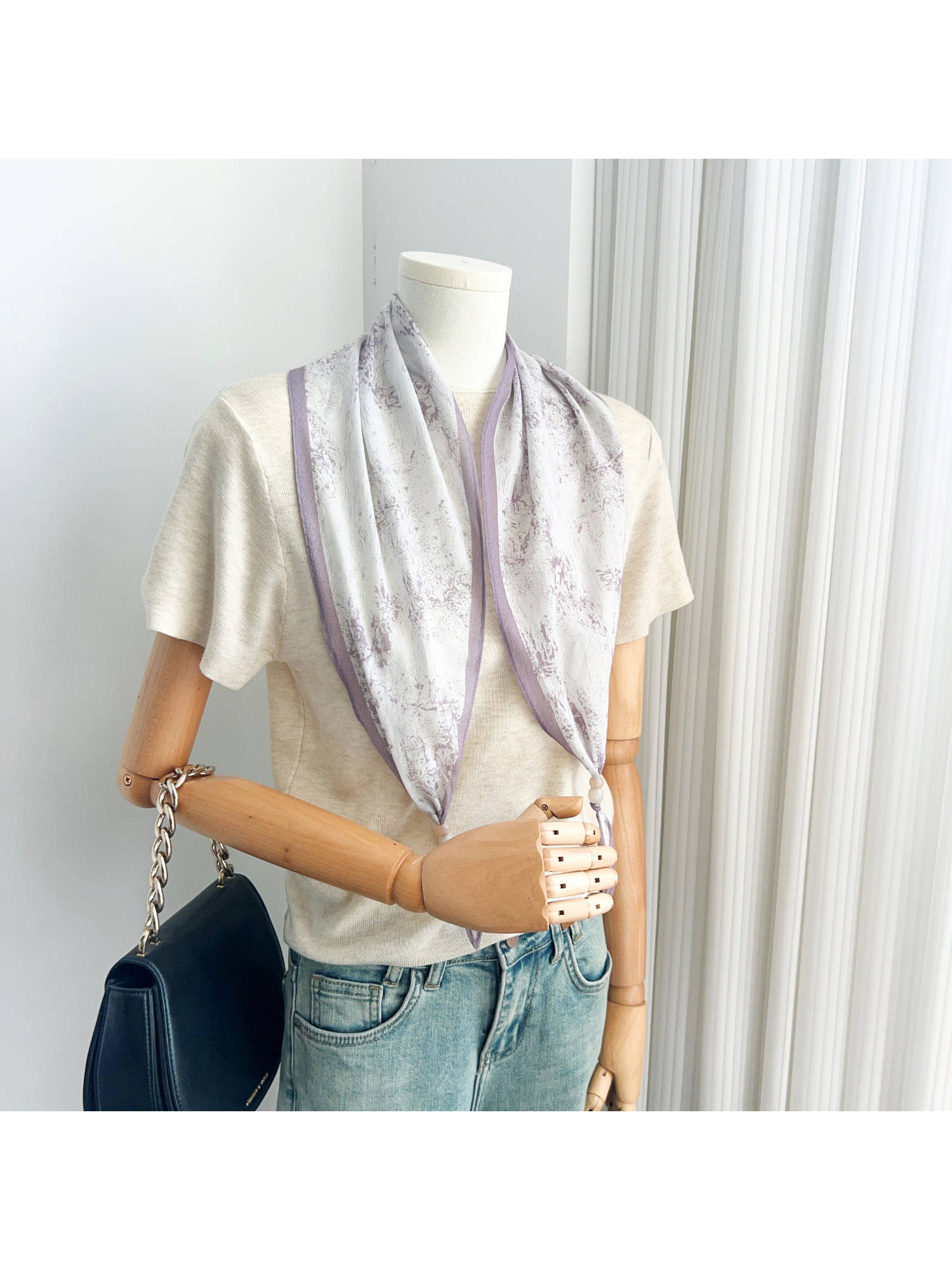 CrossKulture Women Purple Printed Cotton Diamond Scarf