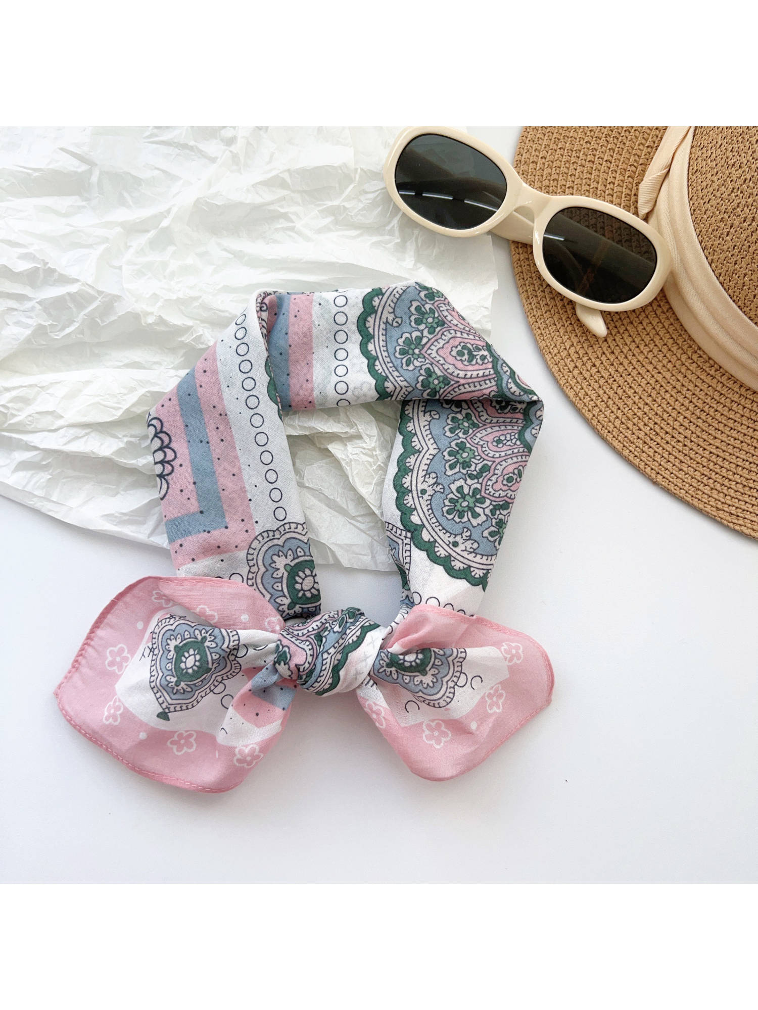 CrossKulture Women White Printed Cotton Square Scarf