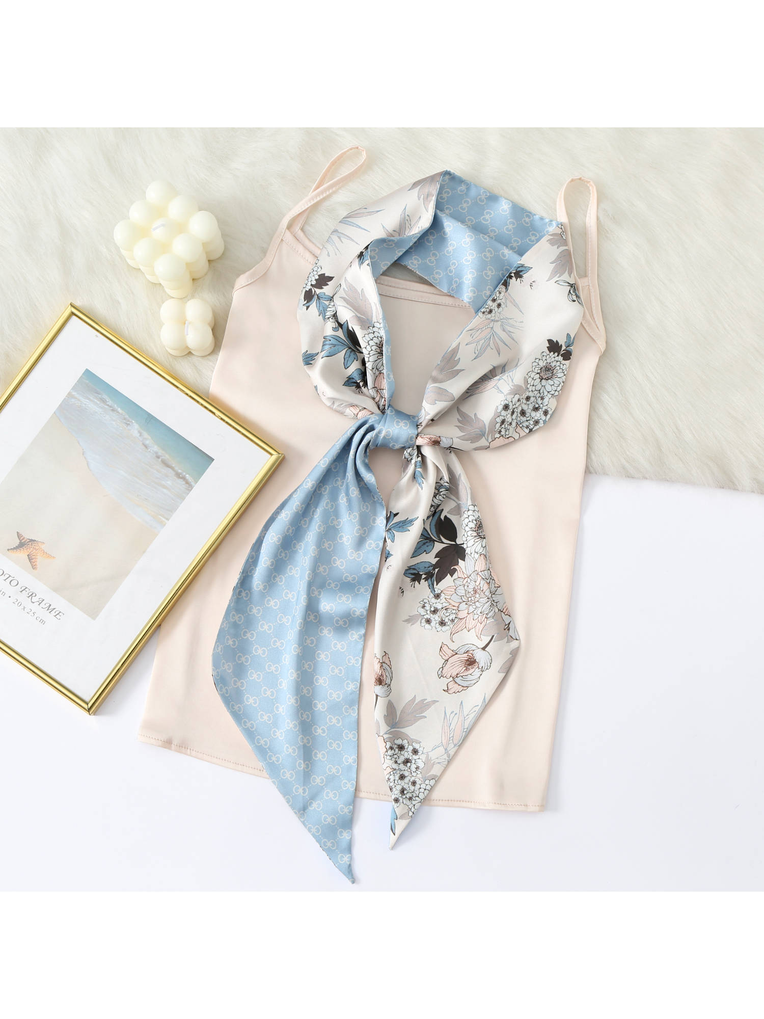 CrossKulture Women White Floral Ribbon Scarf
