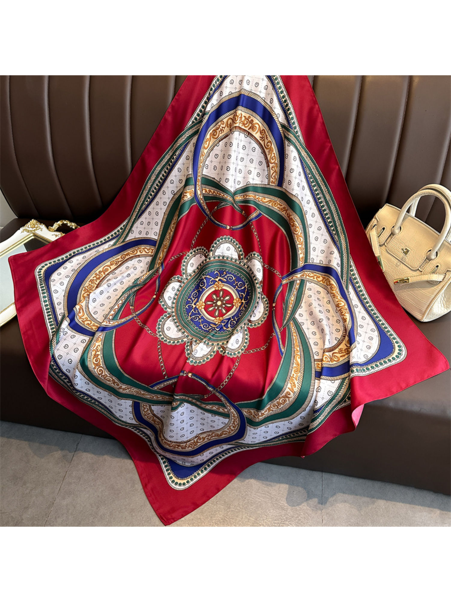 Buy CrossKulture Women Multi-Color Printed Satin Scarf Online