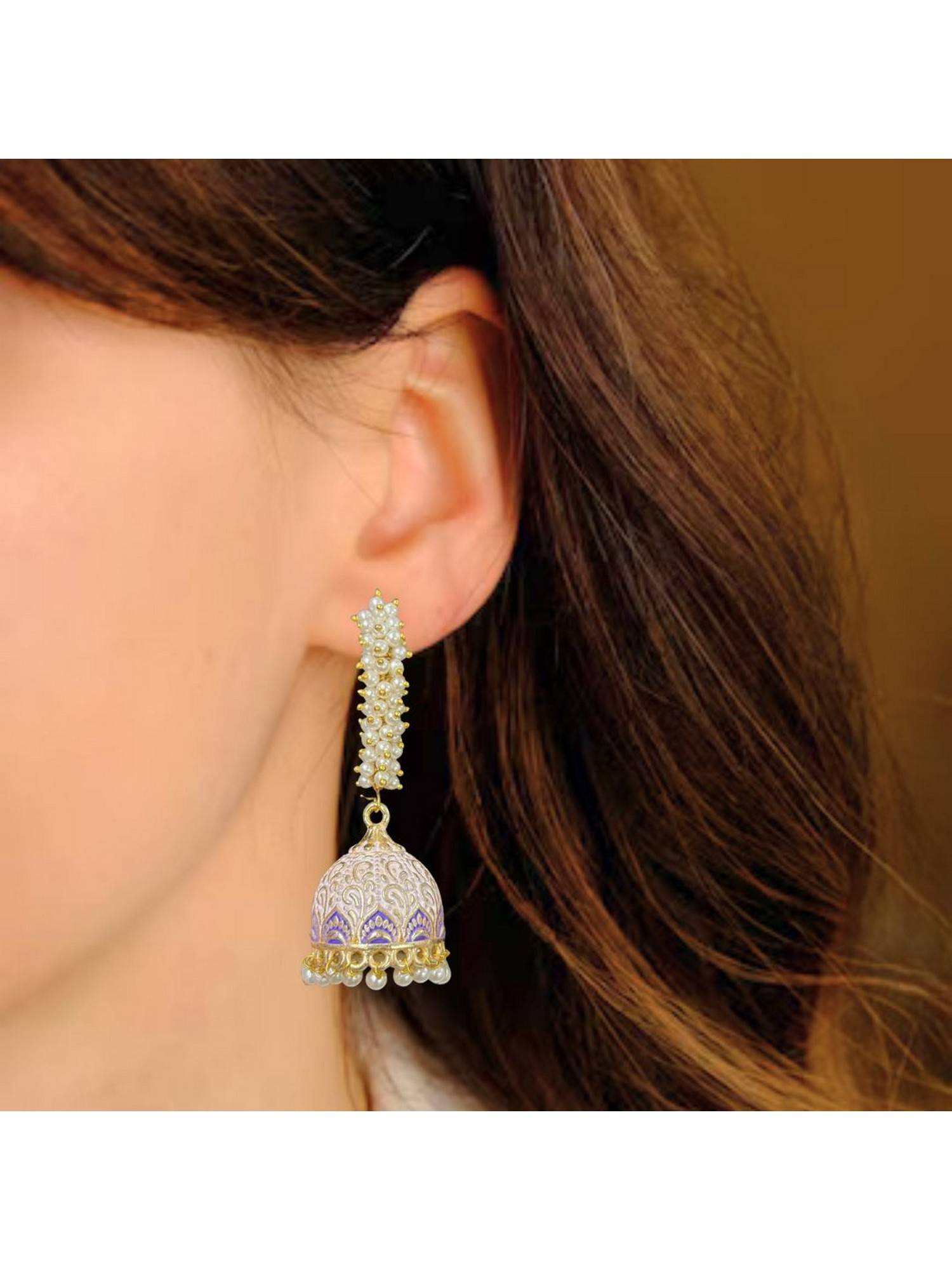 Bdiva Gold Plated Pearl Drop Earrings