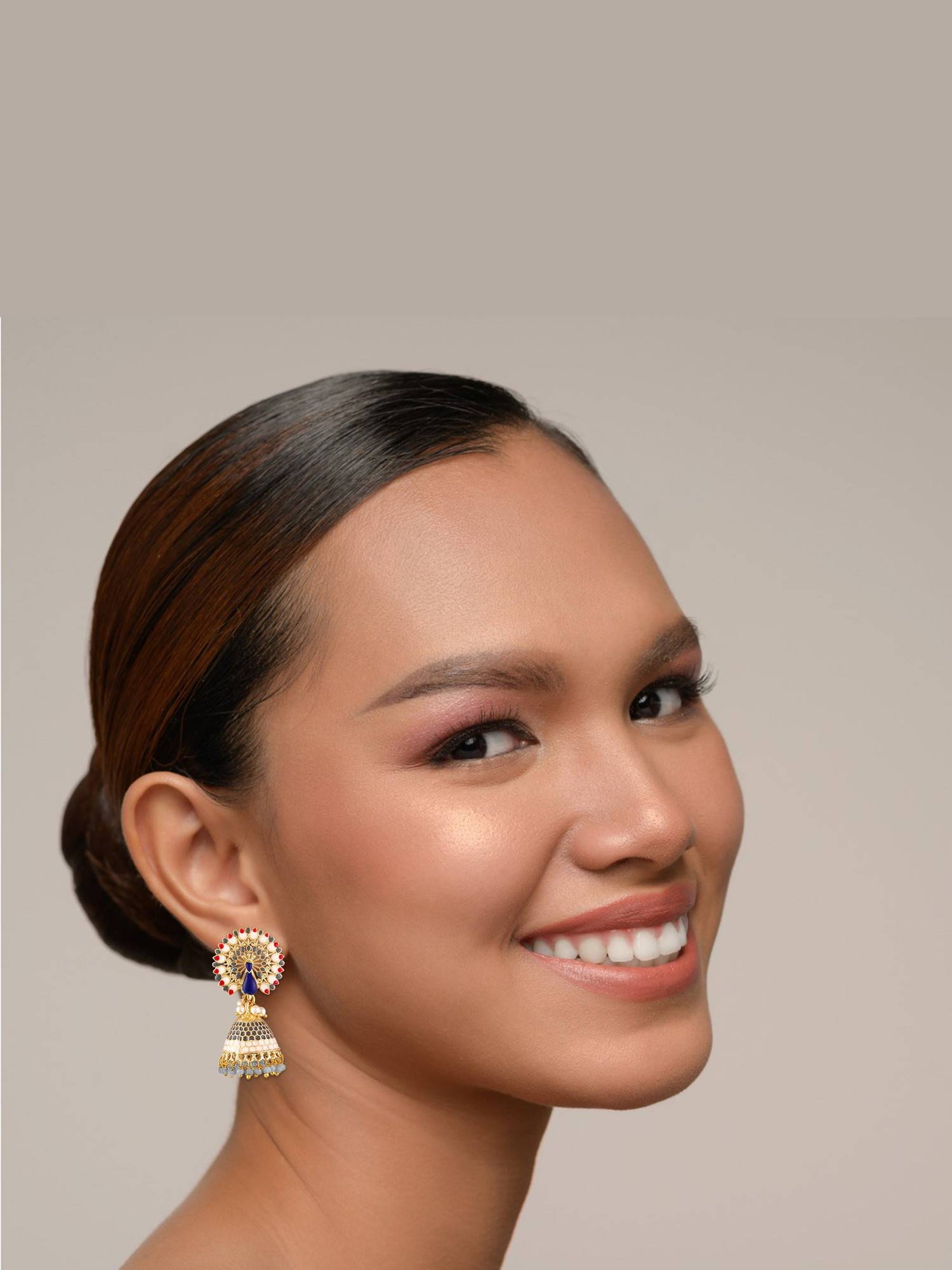 Bdiva Gold Plated Peacock Style Jhumki Earrings