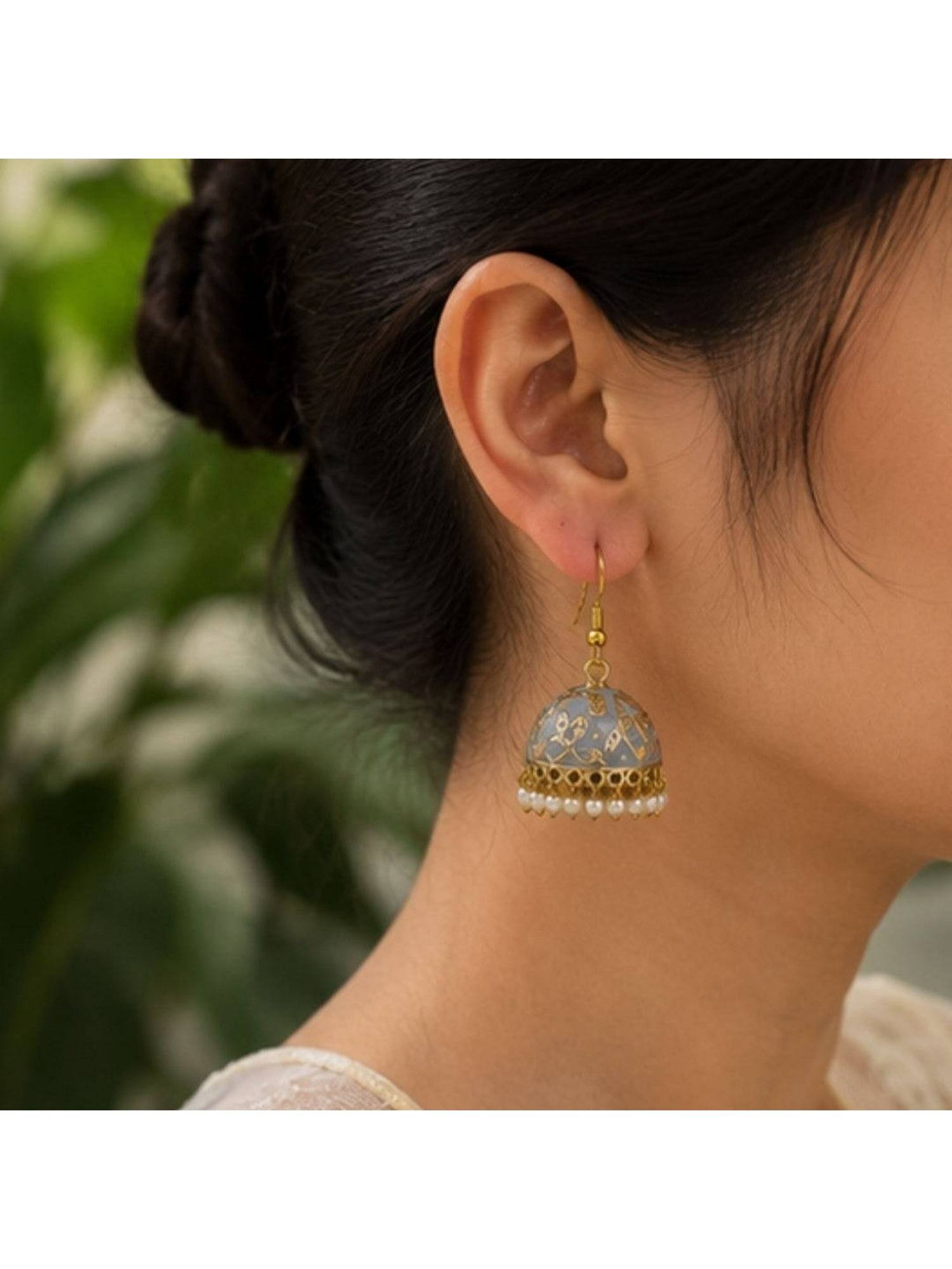 Bdiva Classic Gold-Plated Pearl Drop Jhumki Earrings