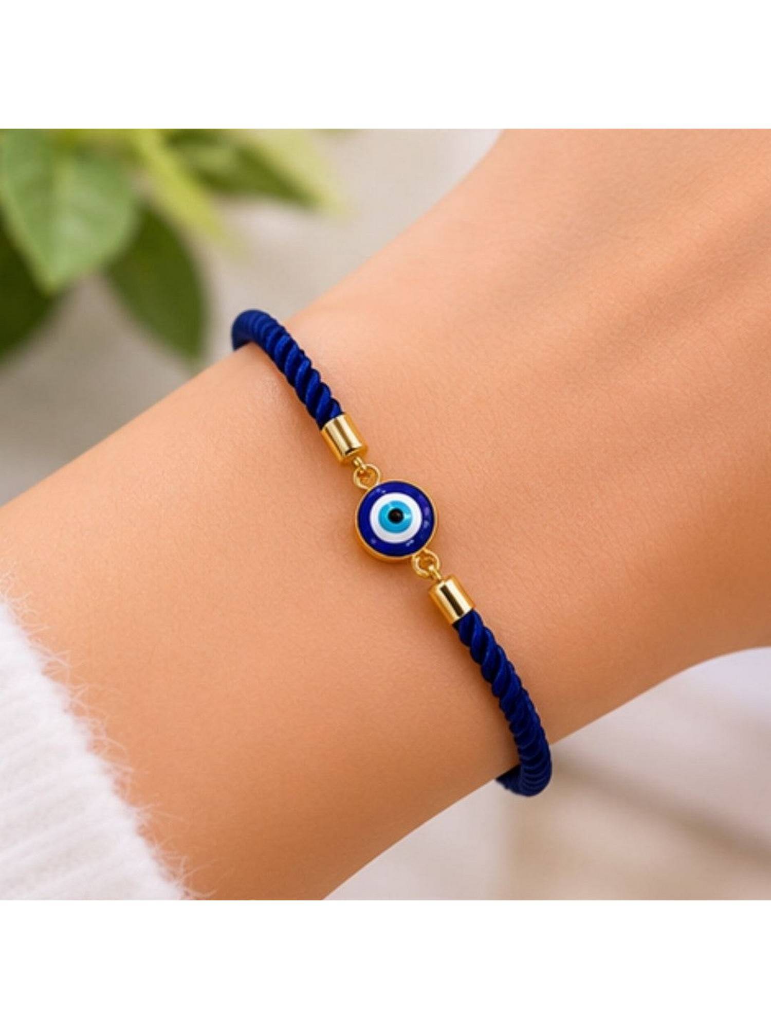 Bdiva Gold Plated Evil Eye Adjustable Bracelet