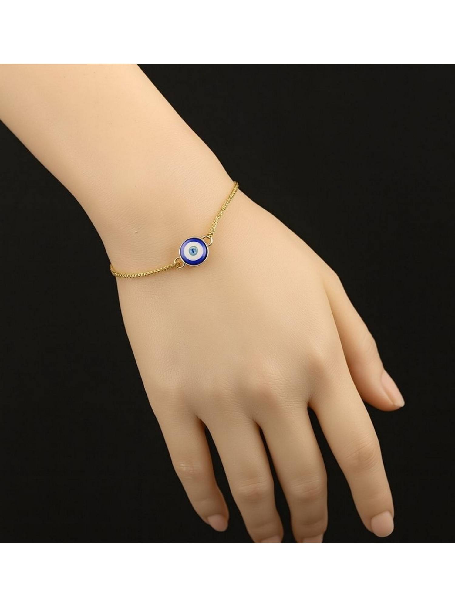 Bdiva Gold-Plated Evil Eye Adjustable Bracelet