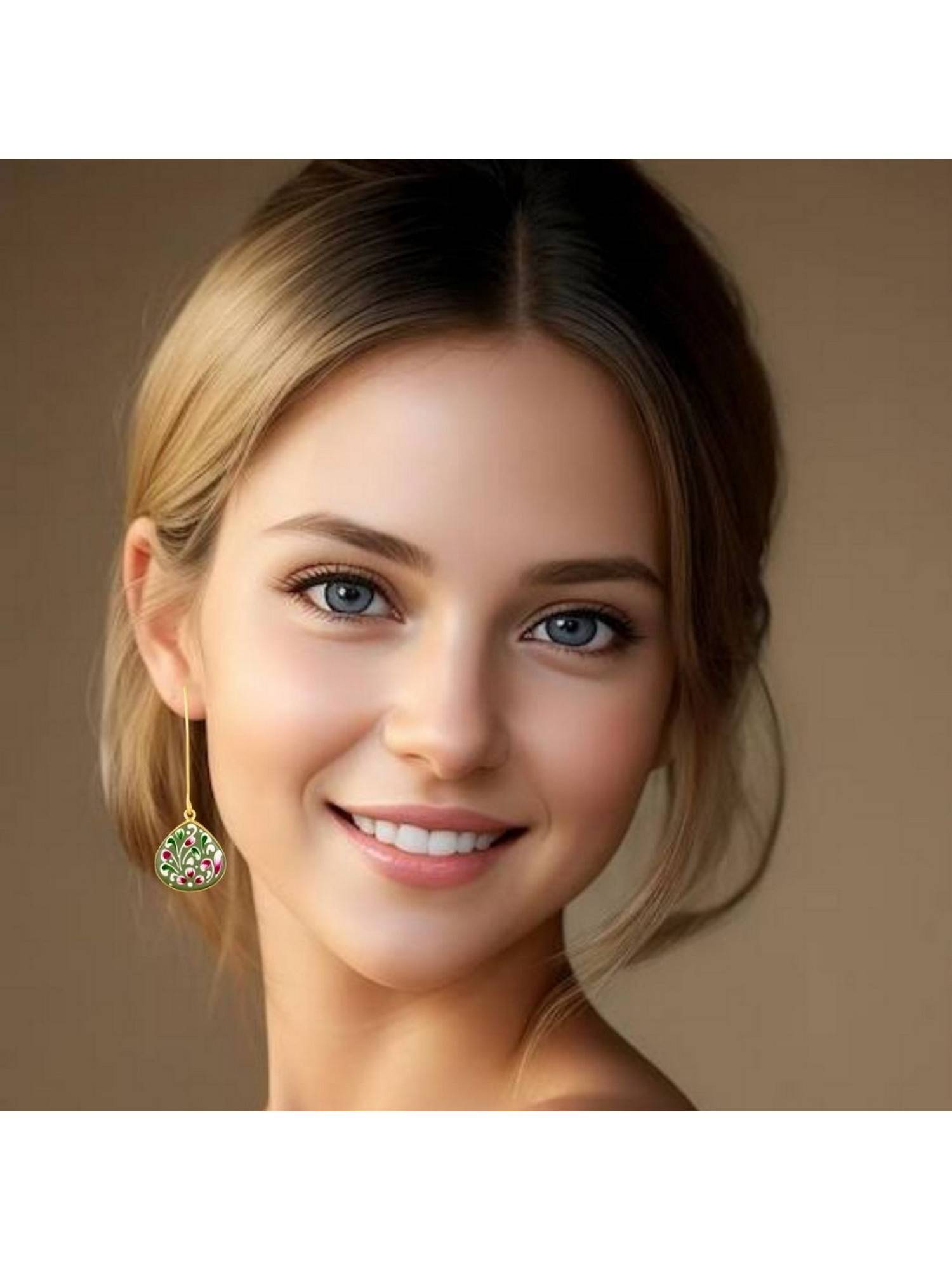 Bdiva Gold Plated Hand-Painted Drop Earrings
