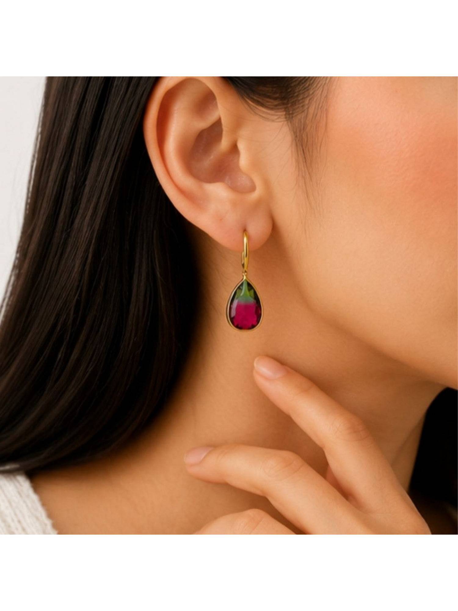 Bdiva Gold Plated Ombre Cubic Zirconia Drop Earrings