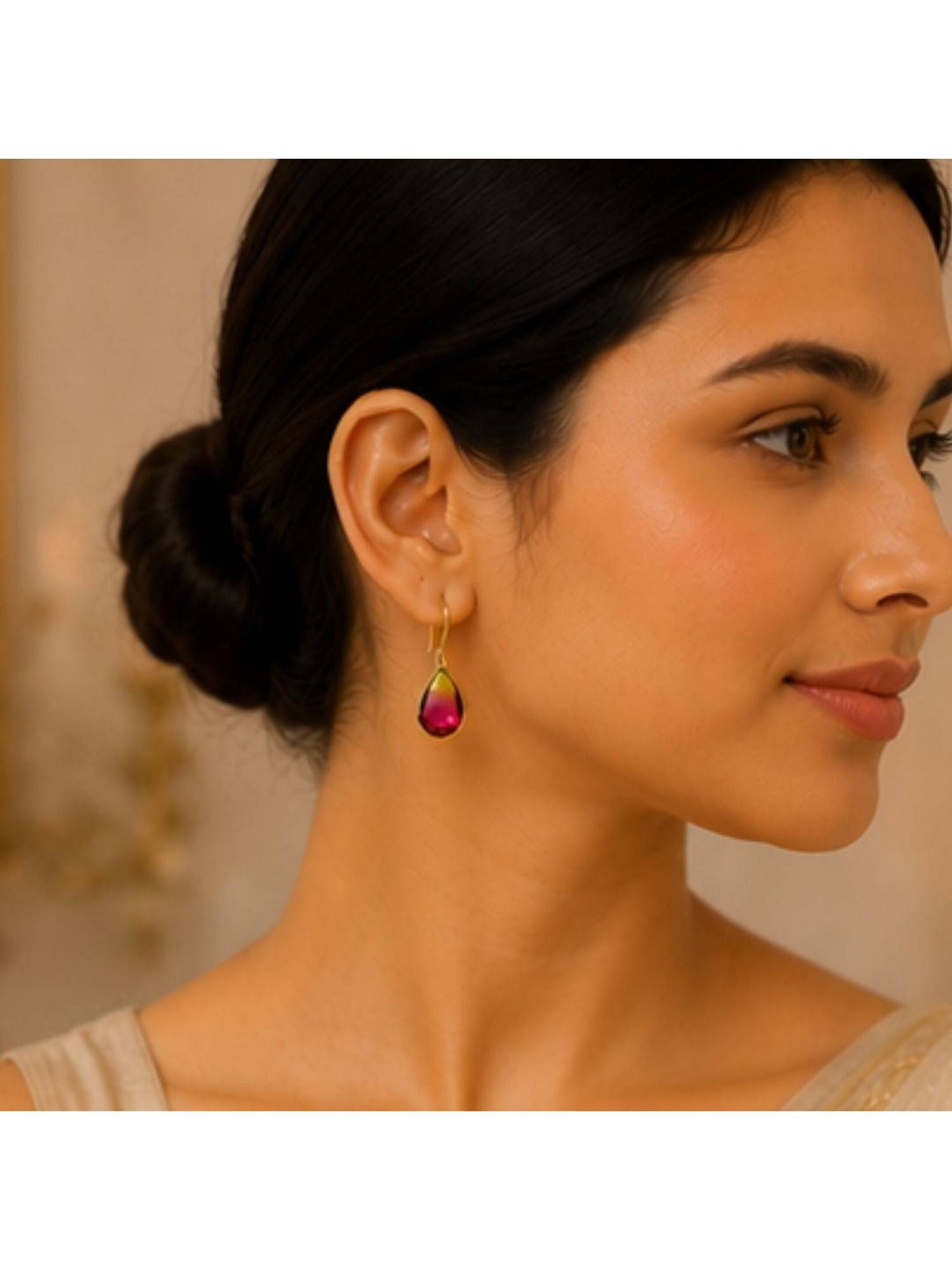 Bdiva Gold Plated Ombre Cubic Zirconia Drop Earrings