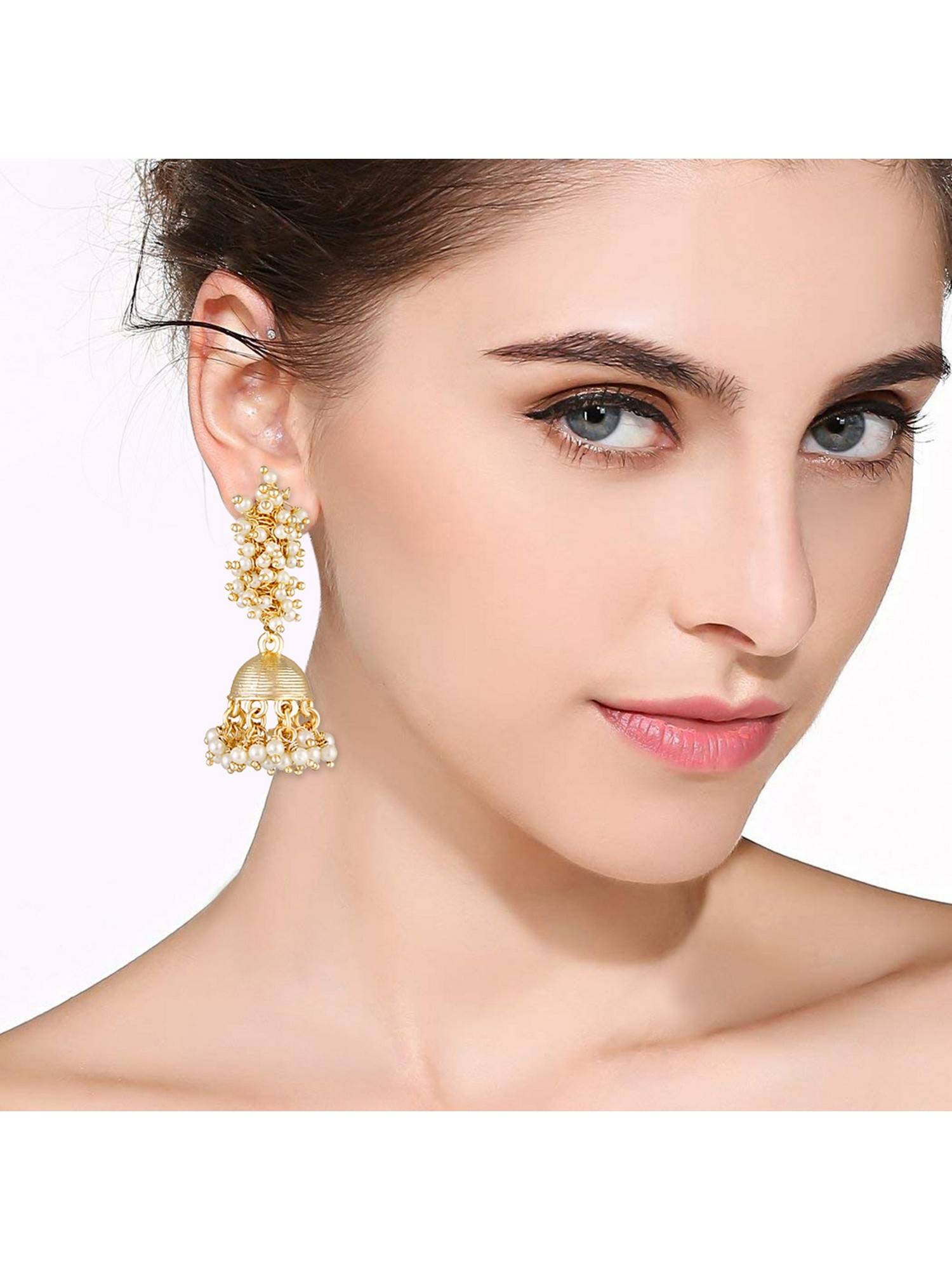 Bdiva Gold Plated Jhumka Earrings